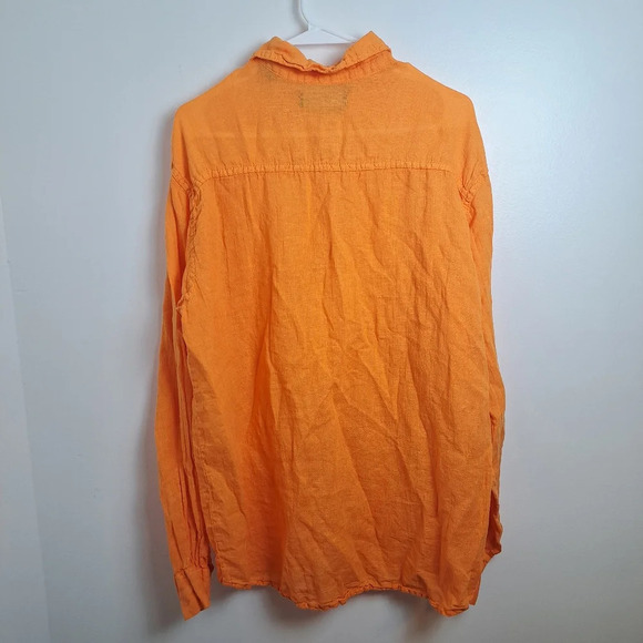 JOIN Clothes Orange Linen Blend Lightweight Long Sleeve Button Down Shirt Sz 2XL - Picture 3 of 8